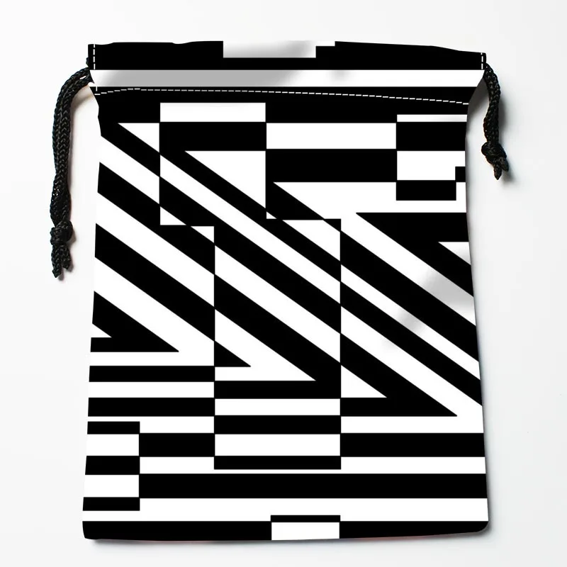 Nice Custom Black and White Pattern Printed Satin Storage Bag Drawstring Gift Bags More Size storage Custom Your Image 18*22cm image 2