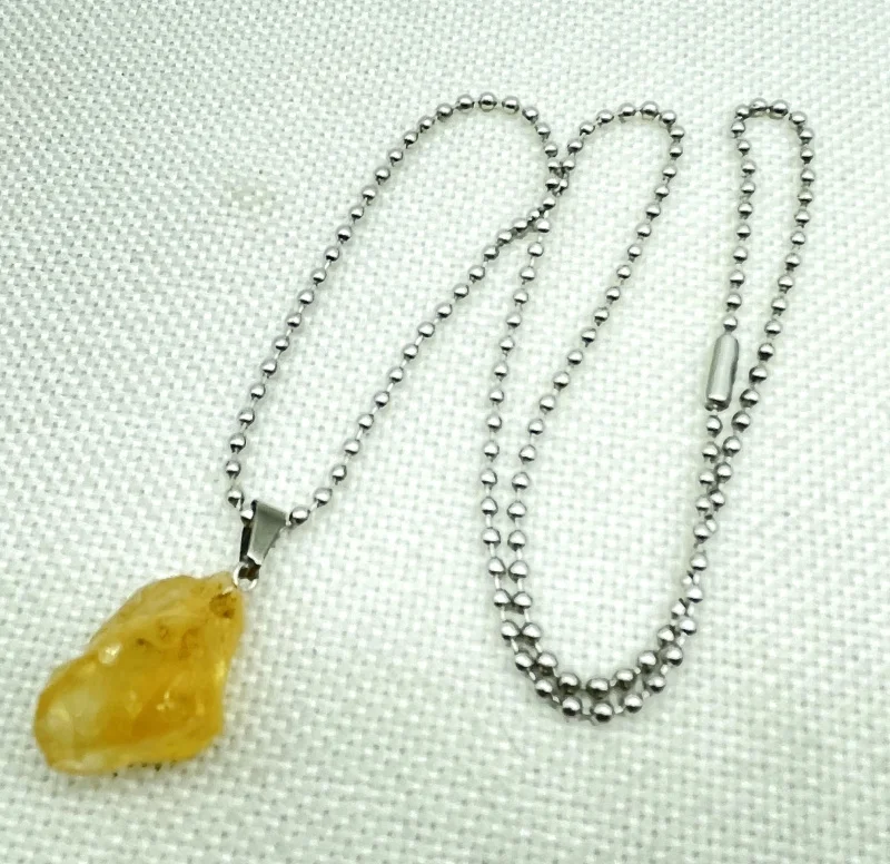 Natural Stone Yellow Crystal Black Tourmaline Repair Ore Can Be Used Charm Citrine Pendant For DIY Jewelry Making Necklace 1pc