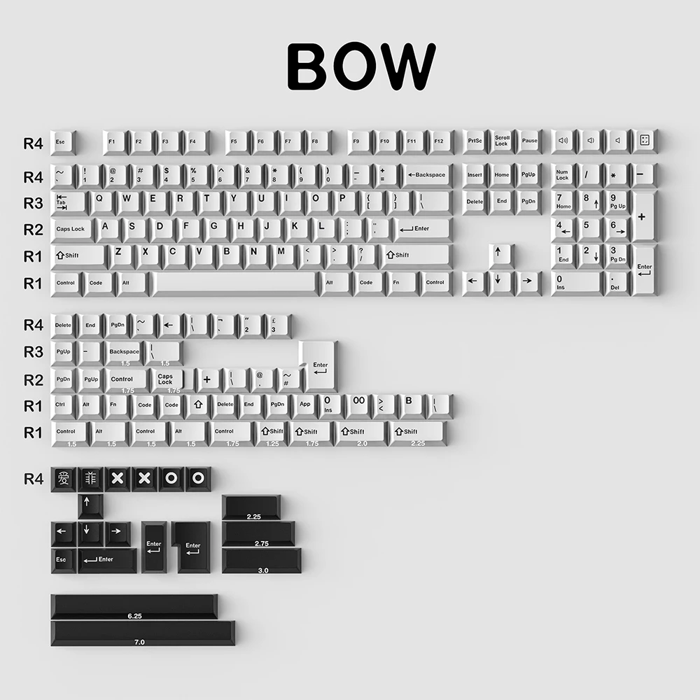 GMK 클론 보우 Wob 121 키 체리 프로파일 더블 샷 키 캡, 영어 사용자 정의 개인 키 캡 기계식 키보드 61