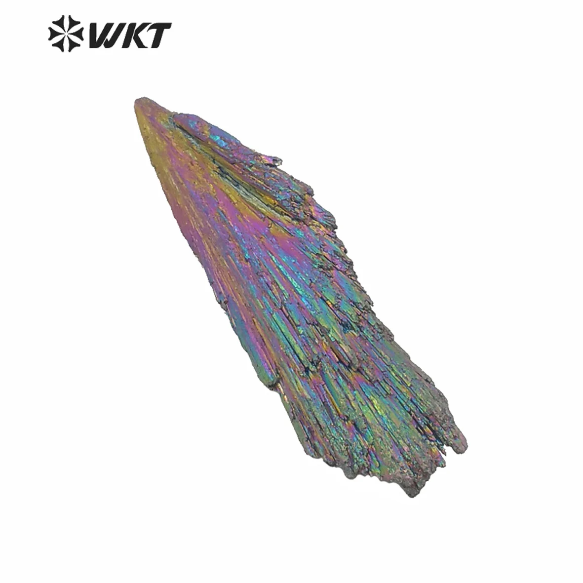 WT-G165 WholesaleTitanium Coated Kyanite for Jewelry Making natural kyanite big size stone with rainbow electroplated stone