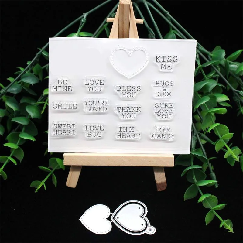 KSCRAFT Valentine Love Tags Metal Cutting Dies and Stamp for DIY Scrapbooking/photo album Decorative Embossing DIY Paper Cards