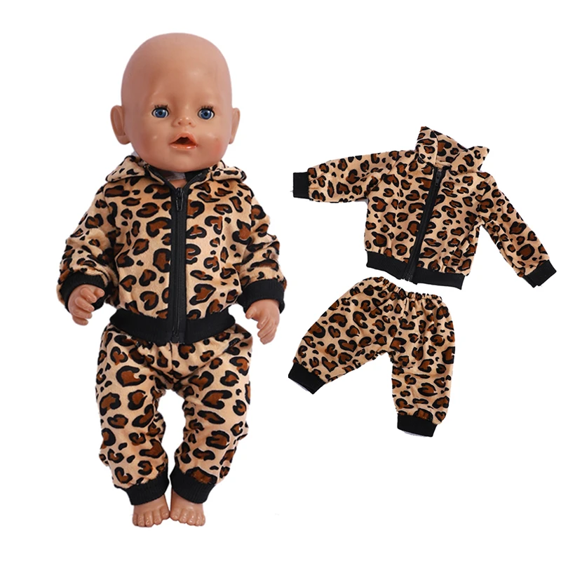 18 Inch Doll Clothes  Doll  Born Rainbow Clothes Fit 45cm  Girl Dolls Cute Leopard Print Doll Accessories