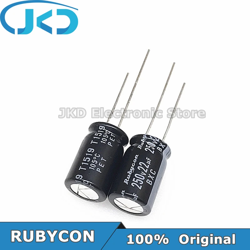 20pcs RUBYCON 22UF 250V 10*16mm 105℃ 22UF250V 250V22UF 10x16mm Aluminum Electrolytic Capacitor