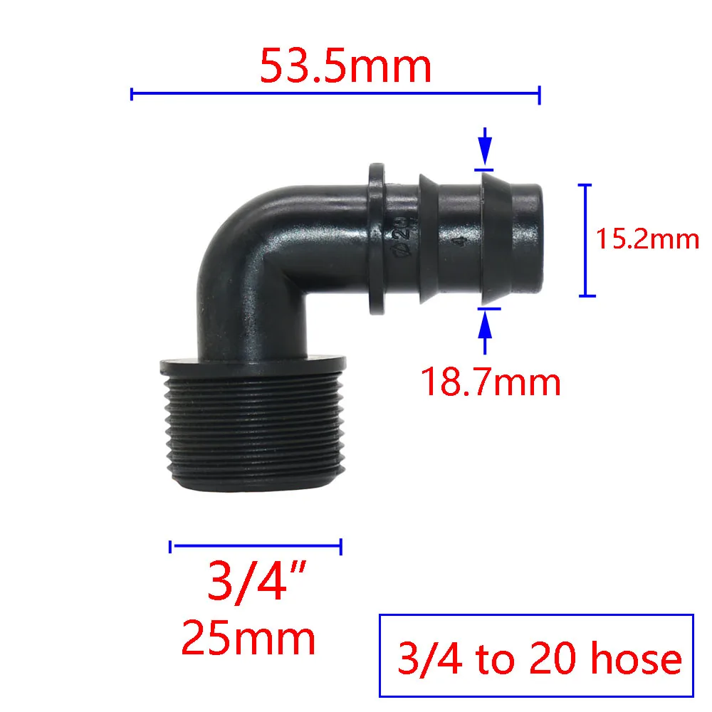 1/2 3/4 gwint męski do 16mm 20mm 25mm ogród króciec do węża złącze Elbow 1/2 3/4 1 \