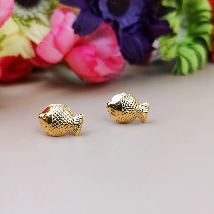 Brand New Ear Studs Earring Fish Stripe Cute Specially All-Match Romantic Casual Personality Vogue Gift Shiny Young Girl T0002