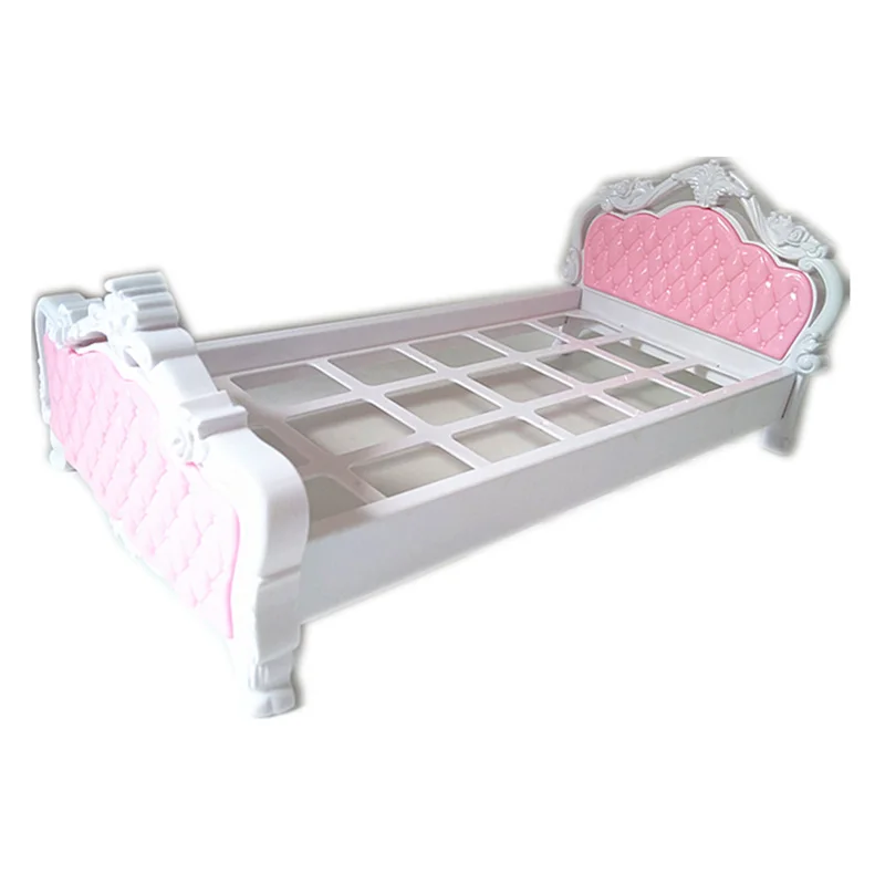 Miniature 1/6 Scale Doll Furniture White Pink Purple Plastic Bed for 25-30cm Dolls House Baby Toys Girl Birthday Gift