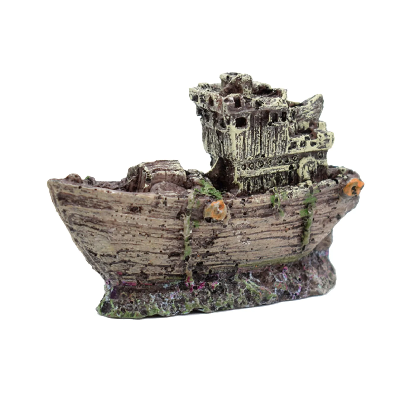 Aquarium Ornament Wreck Sunk Ship Landscape Boat Fish Tank Mini Sunken Ship Resin Boat Model Aquarium Landscaping Decoration