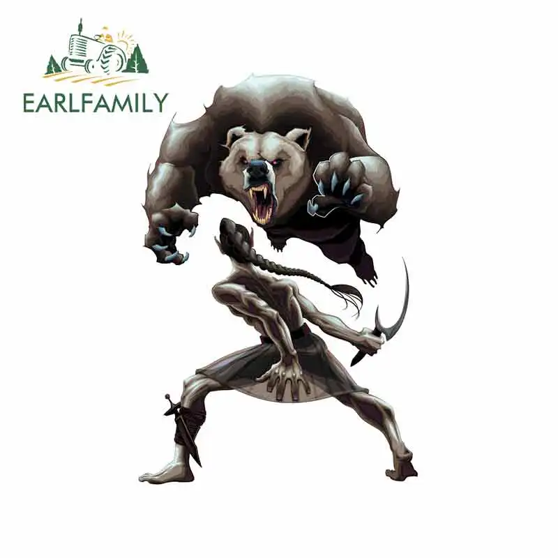 EARLFAMILY 13cm x 8.9cm for Battle Scene Elf Angry Bear Car Stickers Cartoon Anime Bumper Trunk Truck Graphics JDM Vinyl Wrap