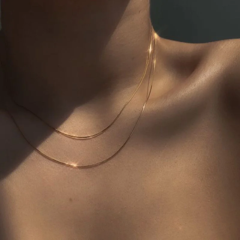 Vnox 1-4mm Kobiety Okrągłe naszyjniki z łańcuszkiem węża, szykowny metalowy kołnierz na szyję, stal nierdzewna Slim Elegancka biżuteria ślubna na imprezę uliczną
