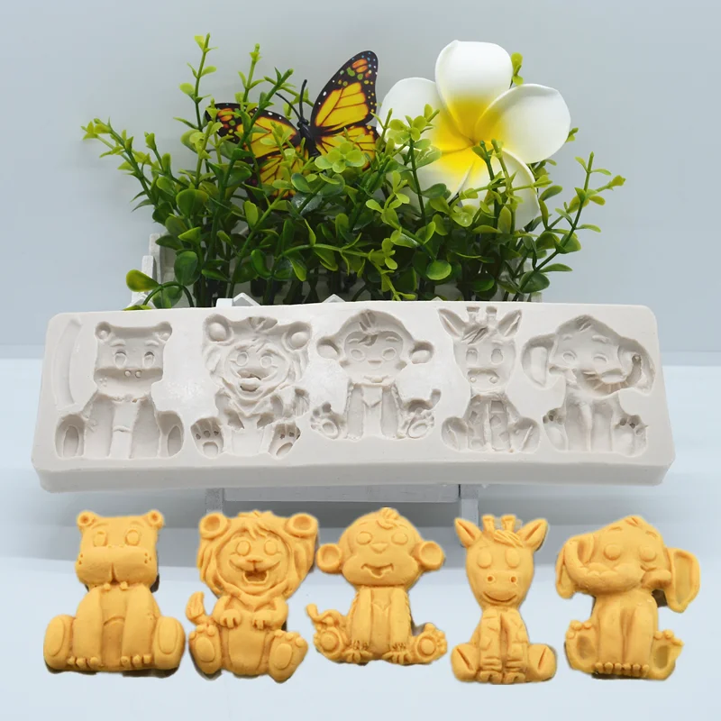 Elephant Deer Monkey Silicone Mold Resin Kitchen Baking Tools For DIY Chocolate Cake Fondant Moulds Dessert Pastry Decoration