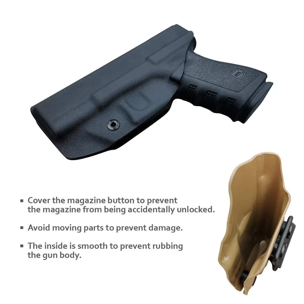 Kabura IWB Kydex do Glock19 / 19X / Glock 23 / Glock 25 / Glock 32 / Glock 45 (Gen 3 4 5) -wewnątrz pas do przenoszenia ukryty