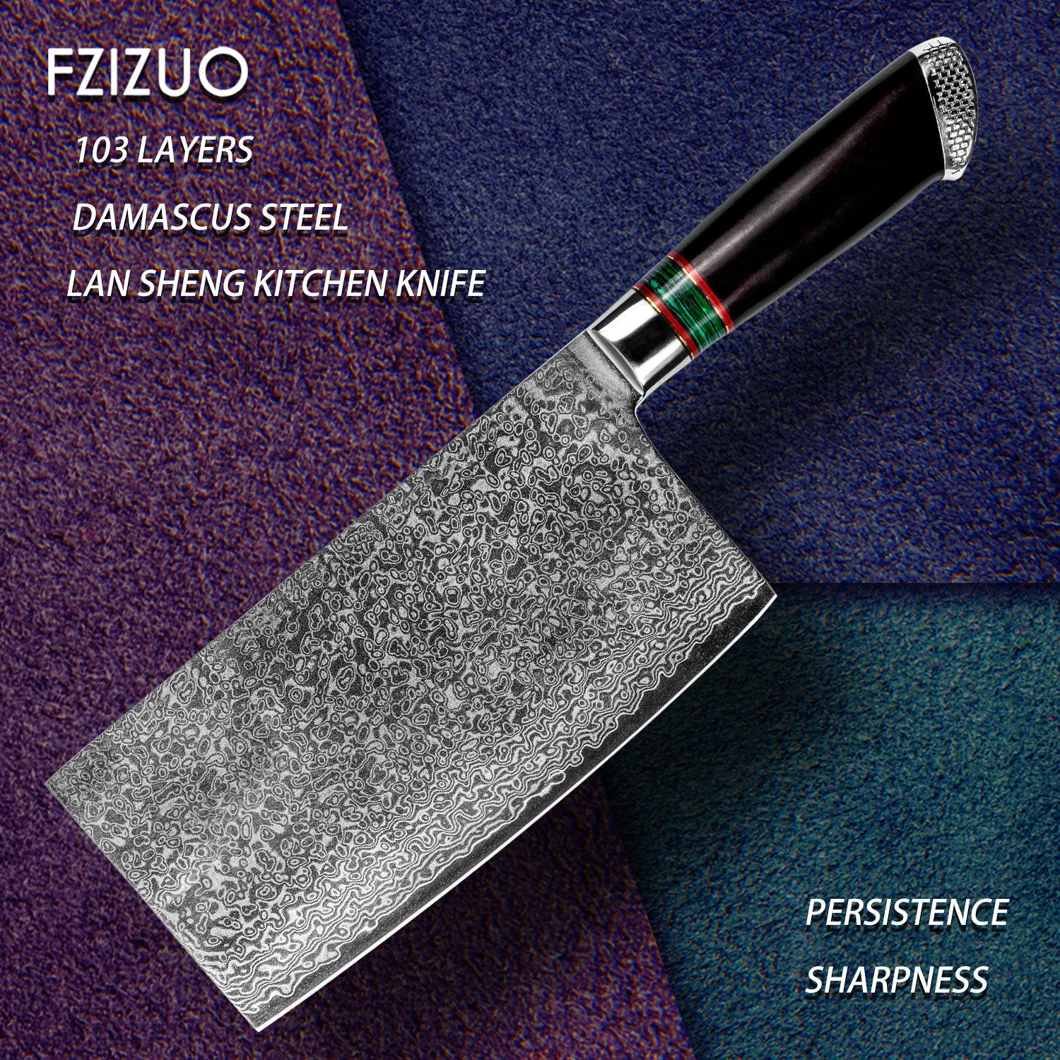 

FZIZUO 7.3" Handmade Damascus Steel Chopper knife Vegetables Meat Knives Kitchen Cooking Tools With Sandalwood Wooden Handle