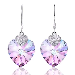 Women's Fashion Heart Crystal Drop Dangle Earrings CZ Charm Birthday Party Jewelry Bridal Engagement Wedding Gifts