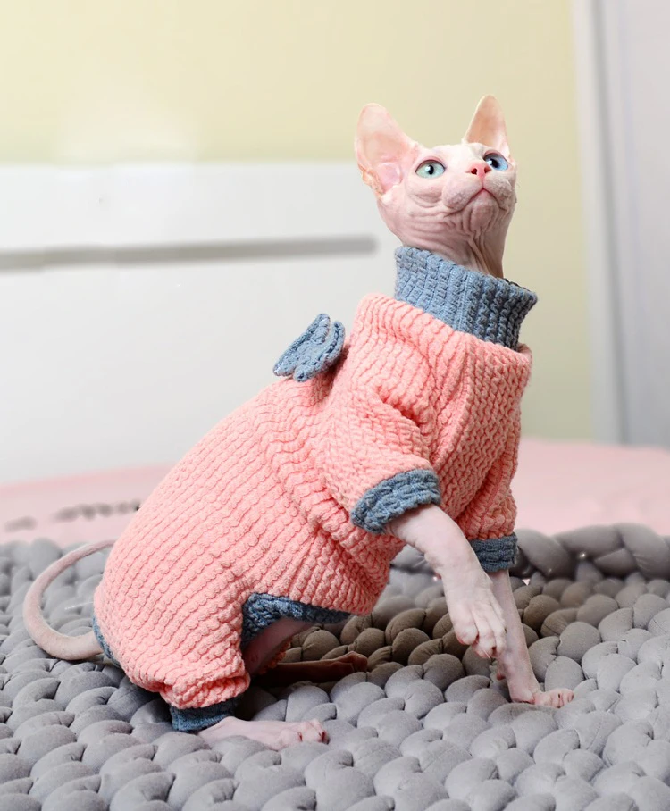 Cat Clothes Winter Warm Soft Cats Warm Hoodies Pajamas Sphynx Cat Costumes Pullover Sphinx Kitten Clothes Cat Supplies For Cats