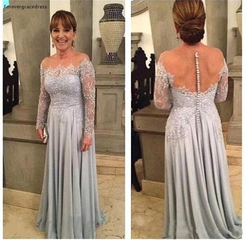 Vestido elegante de manga larga para madre de la novia, traje Formal de madrina para noche, fiesta de boda, invitados, talla grande, 2019