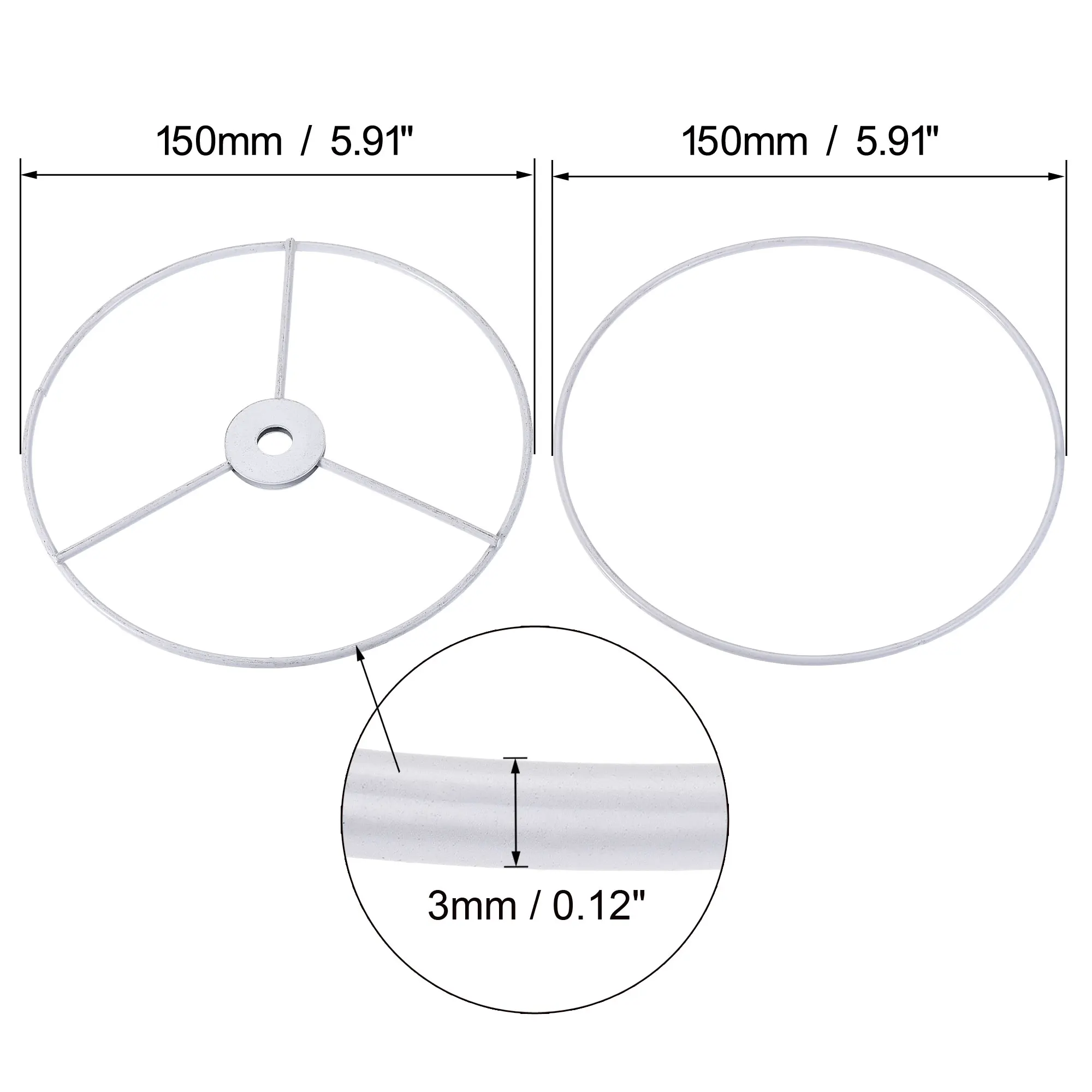 2Sets Lamp Shade Rings 150/200/250/300mm Lampshade Drum Holder Frame Chandelier Shade Ring Fitter Ring Support Lampshade Supply