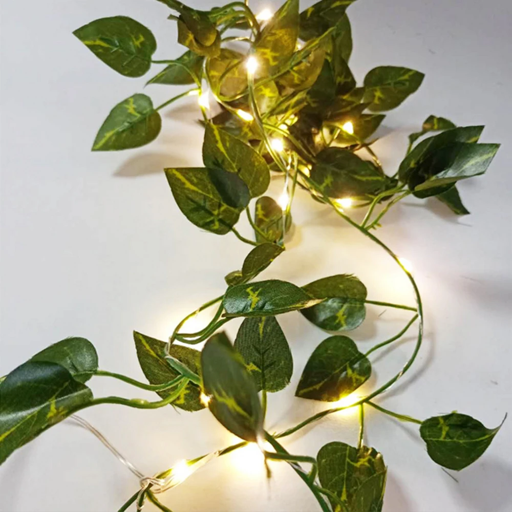 Green Leaf Led String Light 4.5V Lvy Vine Leaves Flower Garland Fairy Lights Battery Power Party Garden Decoration Lamp 2m 10m