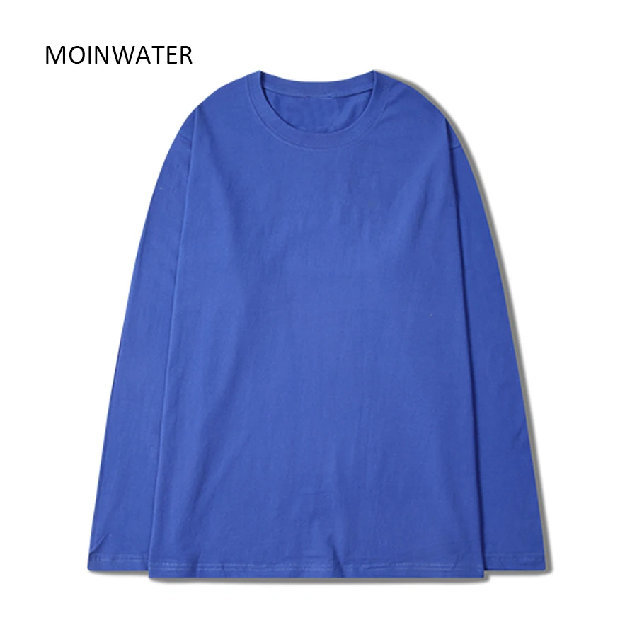 MOINWATER New Women 100% Cotton Long Sleeve T shirts for Autumn Female Green Purple Spring Solid Tees Tops MLT2138