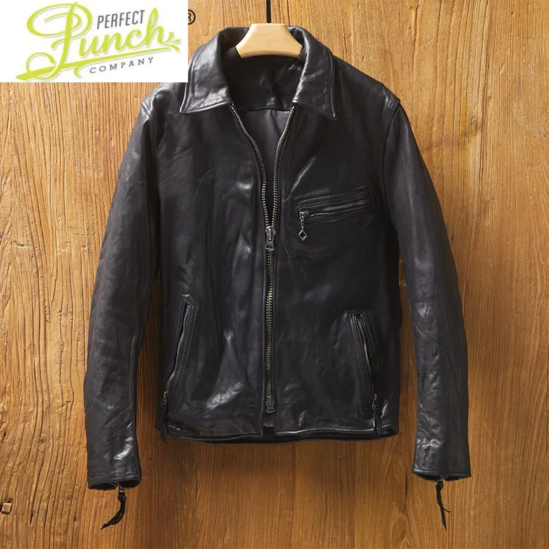 

Cow Genuine Leather Jacket Men Vintage Cow Leather Coat Motorcycle Jacket Luxury Mens Leather Jackets MG2-k2123 KJ4426