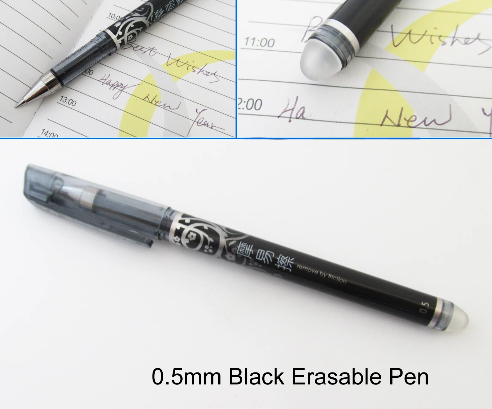 1pc AIHAO 4370 0.5mm Erasable Romove By Friction Gel Ink Ball Pens Black/Blue