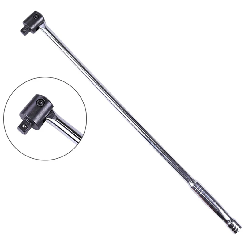 Top-1Piece 24 Inch Long 1/2 Inch Breaker Bar Socket Driver 180 Degree Flex Head With Spring-Loaded Ball Bearing Socket Wrench Ha