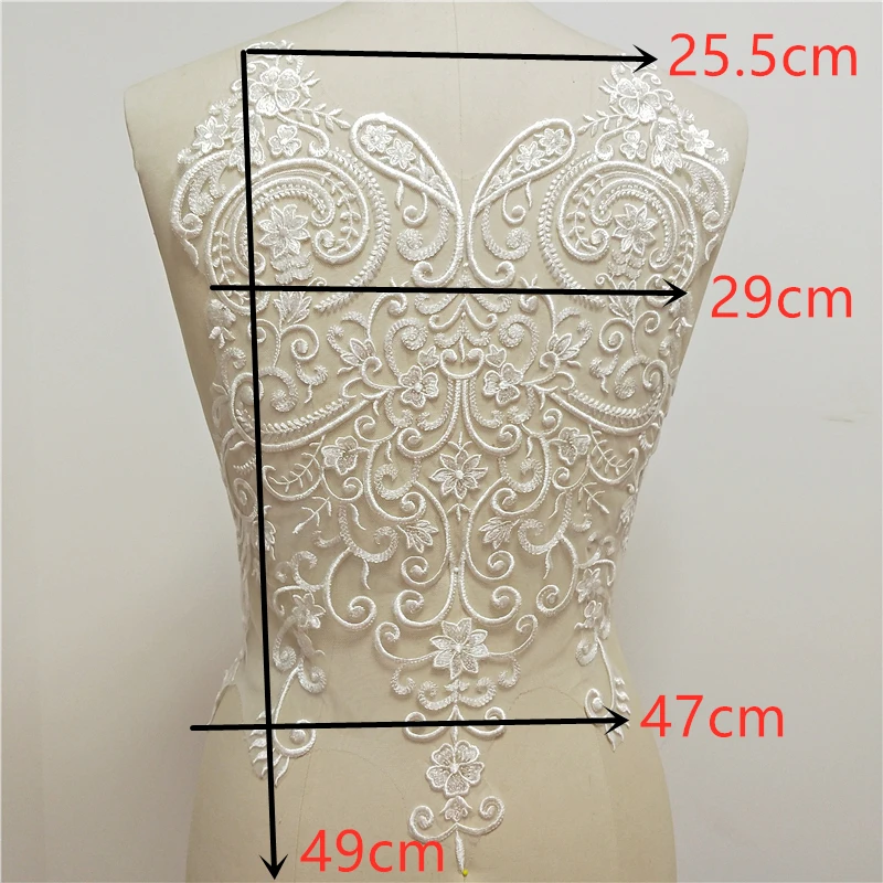 1Pc Ivory Lace Applique Big Neckline Collar Appliques Embroidery Lace Trim Fabric Cloth Sewing Patchwork DIY Craft