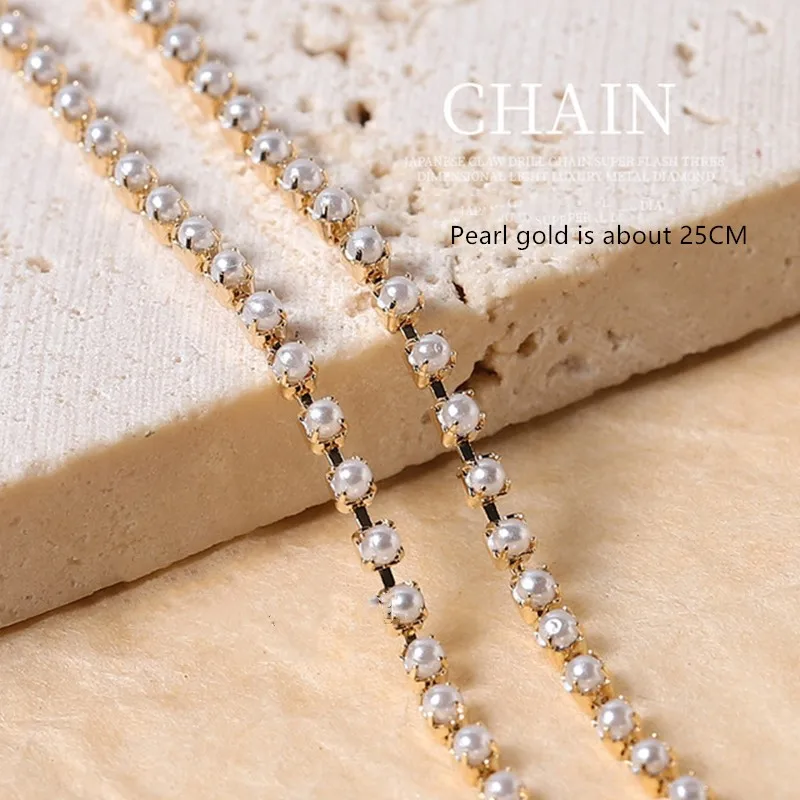 Nail Art Rhinestone Chain Diamond Claw Shiny Drill Chain Crystal Zircon Metal Gold and Silver  DIY Nail Decoration Accessories