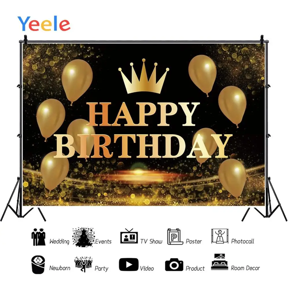 Yeele-تاج ذهبي للبالغين ، خلفية بالون ، استوديو صور ، للزينة ، حجم مخصص