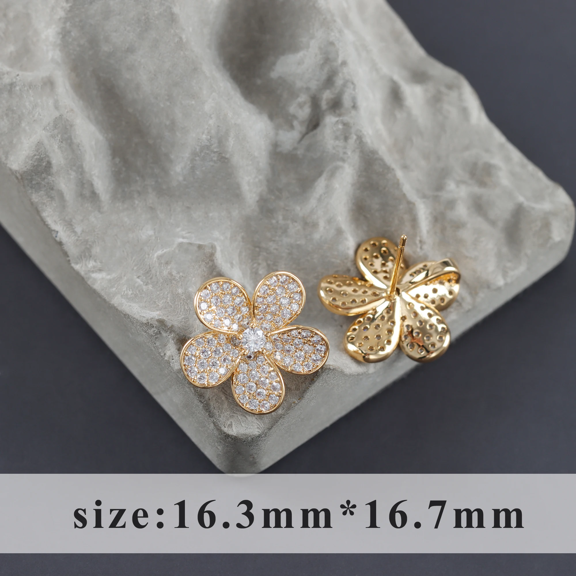 YEGUI M1120,jewelry accessories,18k gold plated,copper metal,zircons,flower shape,charms,jewelry making,diy earrings,6pcs/lot