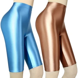 Pantaloncini in Spandex pantaloncini da allenamento Sexy collant lisci in raso da donna pantaloncini da motociclista sportivi da palestra a vita alta giapponesi da donna Plus Size