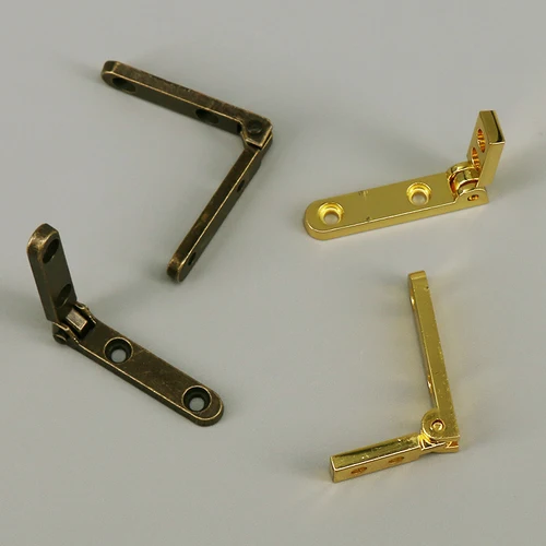 Imagen 2 del producto Bisagras de caja de joyería pequeña, accesorios para cajas de madera, bisagra plegable de 90 grados, caja de pecho de aleación de Zinc, bisagra con tornillos, 4 Uds.