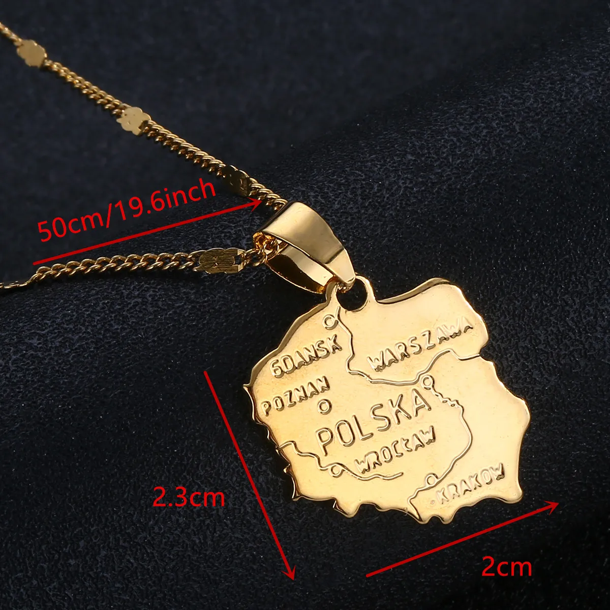 Gold Color Polska Map Pendants Necklace for Women Map of Poland Chain Jewelry