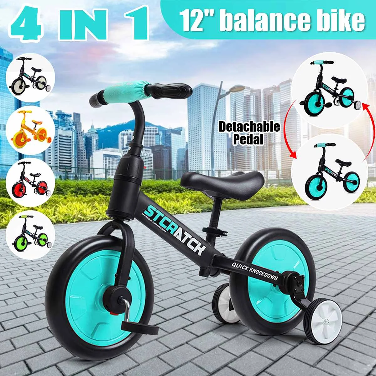 Doki Toy Kids Balance Bike Ultralight Kids Riding Bicycle for 1- 5 Years Baby Walker Scooter Auxiliary wheel No-Pedal Learn