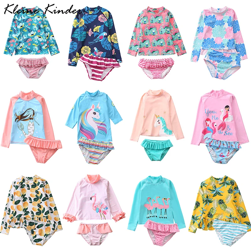 Baby Swimwear and Surfwear Long Sleeve Bathing Suit Toddler Girls 2021 Unicorn Mermaid Swimsuit Kids Swimming Suits for Children