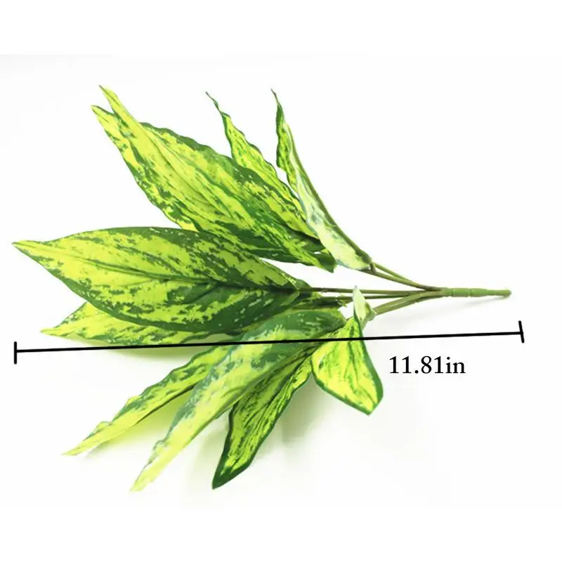 Artificial Croton Decorative Lifelike Cloth Artificial Plant Leaf Faux Leaf Stem For Home Garden Decoration Plantas Artificiais