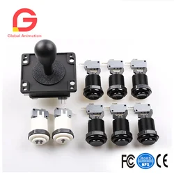 Arcade Game DIY Parts, Happ Style, Standard American Push Buttons with Microswitch, 2Pin, 8Way Joystick for Mame Jamma Arc