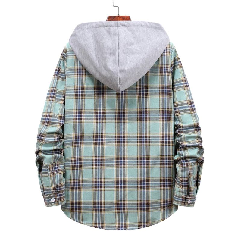 Hooded Long Sleeve Shirt Men Women 2020 High Quality Casual Plaid Printed Shirts Couple Clothes Hip Hop Streetwear Blouse Tops