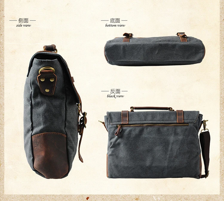 Fashion Vintage Military Canvas Leather Men Messenger Bag Crossbody Bag male Briefcase Men Canvas Shoulder Bag Casual Bag 6870