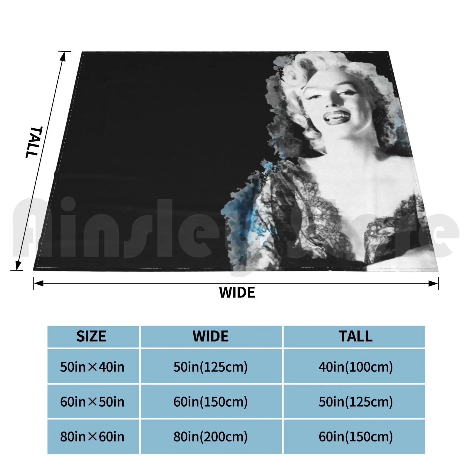 Marilyn Monroe In Black Lace Negligee | Marilyn Monroe Fan Art Blanket Fashion Custom Marilyn Monroe Marilyn