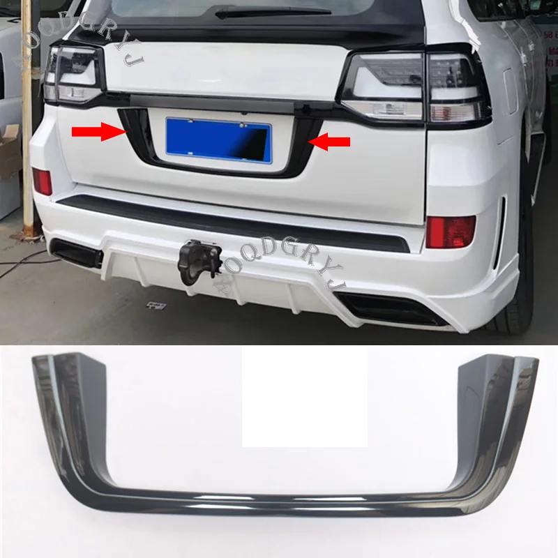 1pcs Car Styling Accessories Glossy Black Rear License Plate Molding Cover Frame Trim For Toyota Land Cruiser LC200 2008-2020