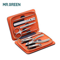 MR.GREEN 9PCS/set Nails Art Clipper Scissors Tweezer Knife toe Professional Manicure set Nosehair cut Grooming kitManicure Tools