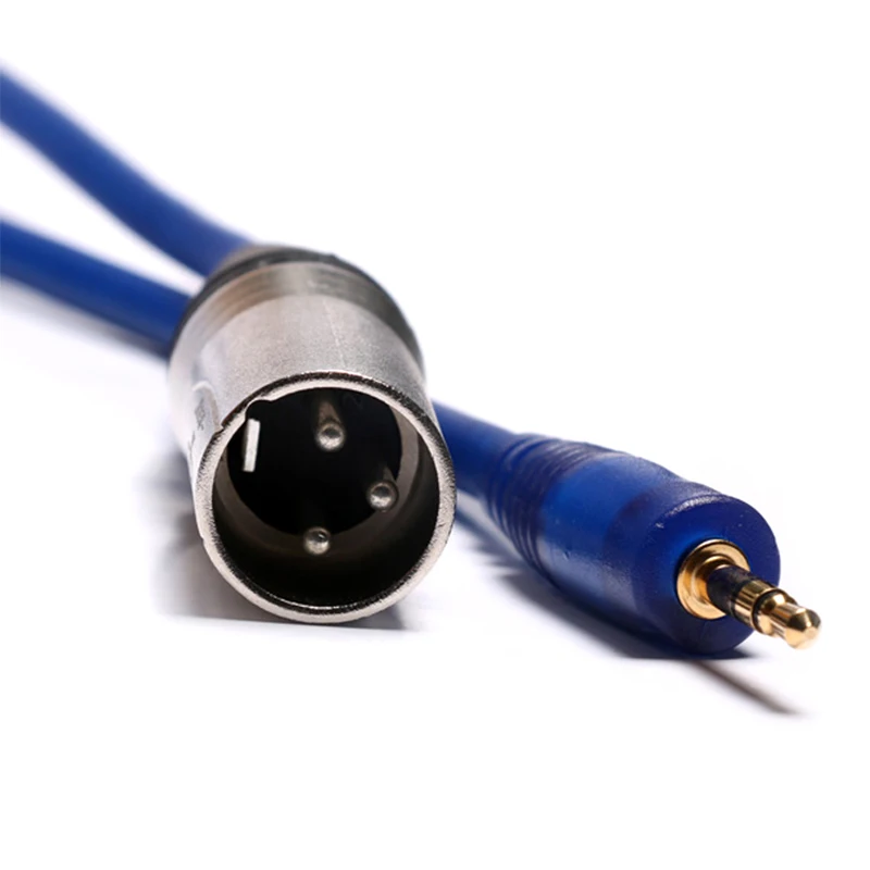 Cable de audio de 3,5mm a XLR, cable de audio HIFI de 3,5mm macho a XLR macho/hembra, cable de micrófono de cobre puro azul, doble escudo, 1,8 m3m5m