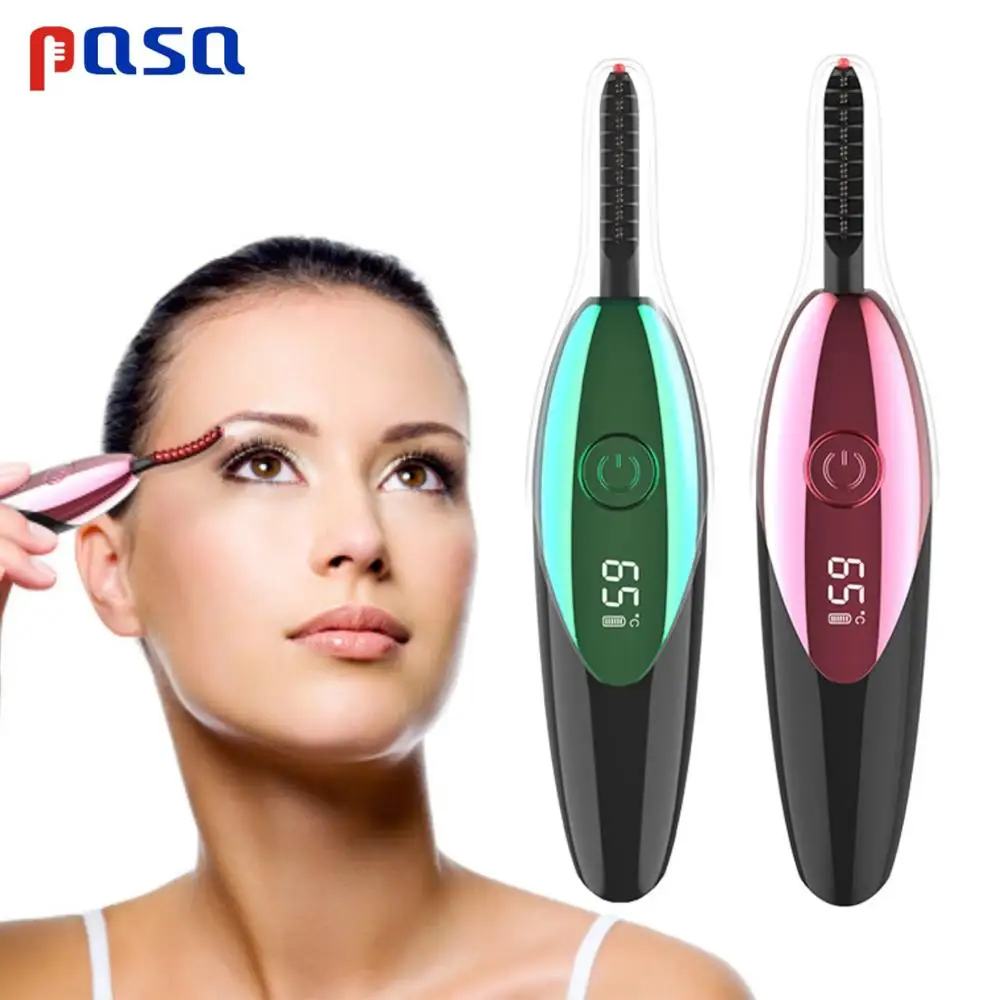 LCD 3D Electric Heated Eyelash Curler Long Lasting Eyelash Perming Curling Extension USB Rechargeable Eyelashes Brush Pen