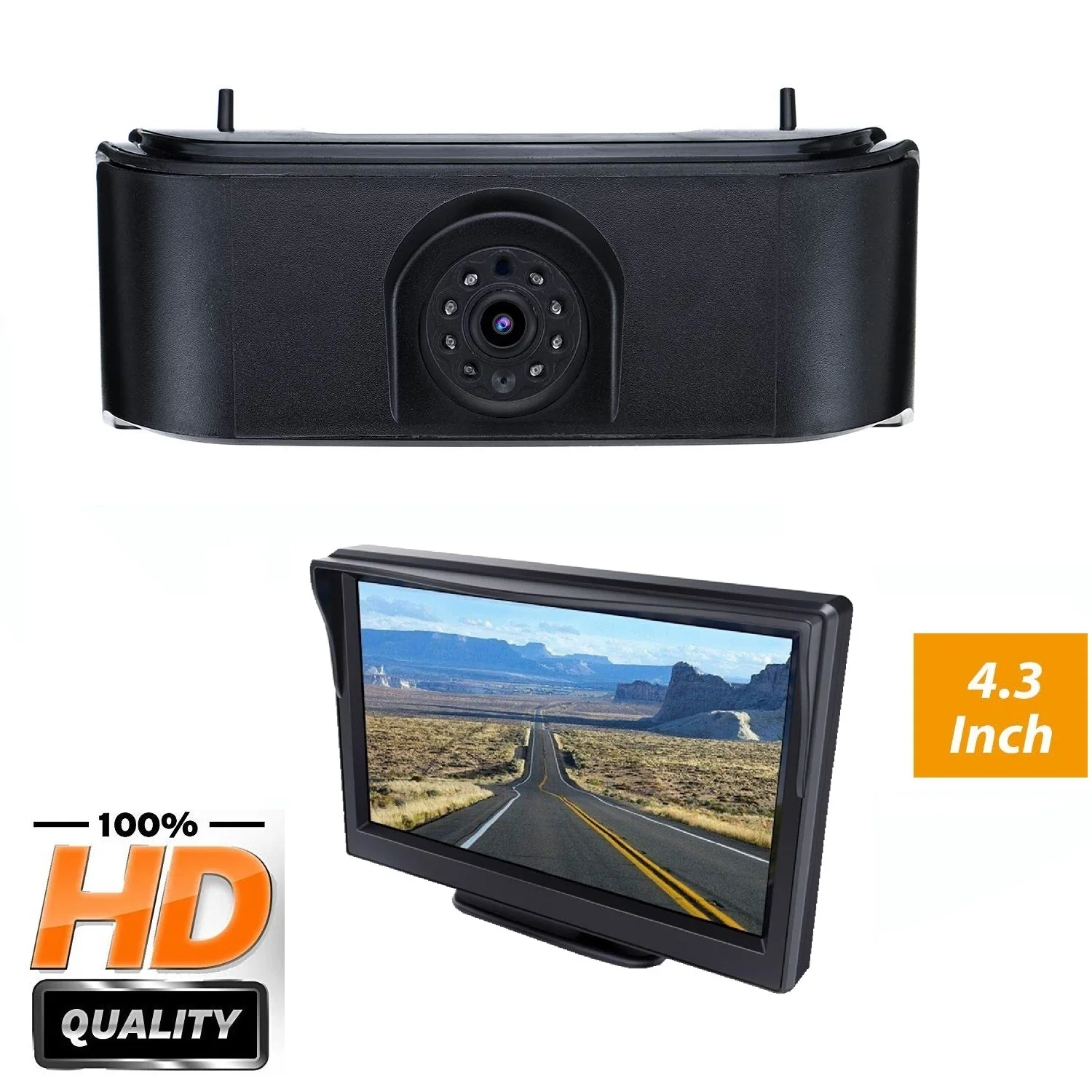 HD 720P Misayaee Brake Light Camera+4.3'' monitor for Nissan NV200 Chevy City Express Chevrolet Vans 2005-2019, Rear view camera