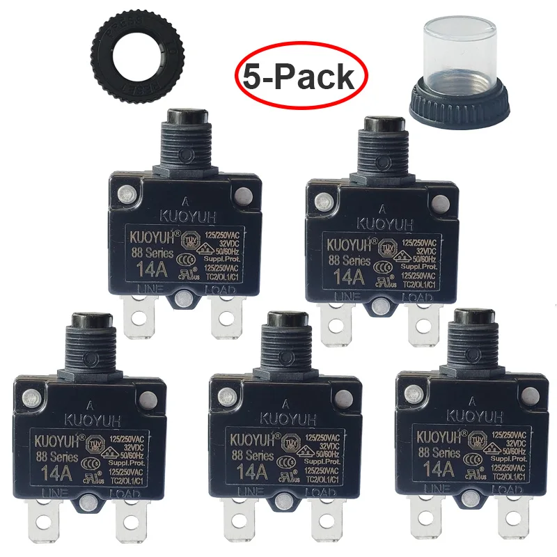 5PCS KUOYUH 88 Series Automat Reset Circuit Breakers 3A4A5A6A7A8A9A10A11A12A13A 14A15A 16A 17A 18A 19A 20A Cverload  Protector