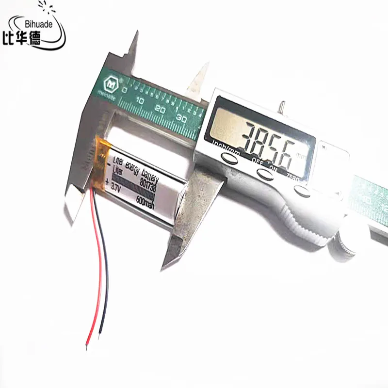 3.7v 600mah 801738リチウムポリマー電池,mp3ヘッドフォンパッド用充電式バッテリー,DVD Bluetoothカメラ