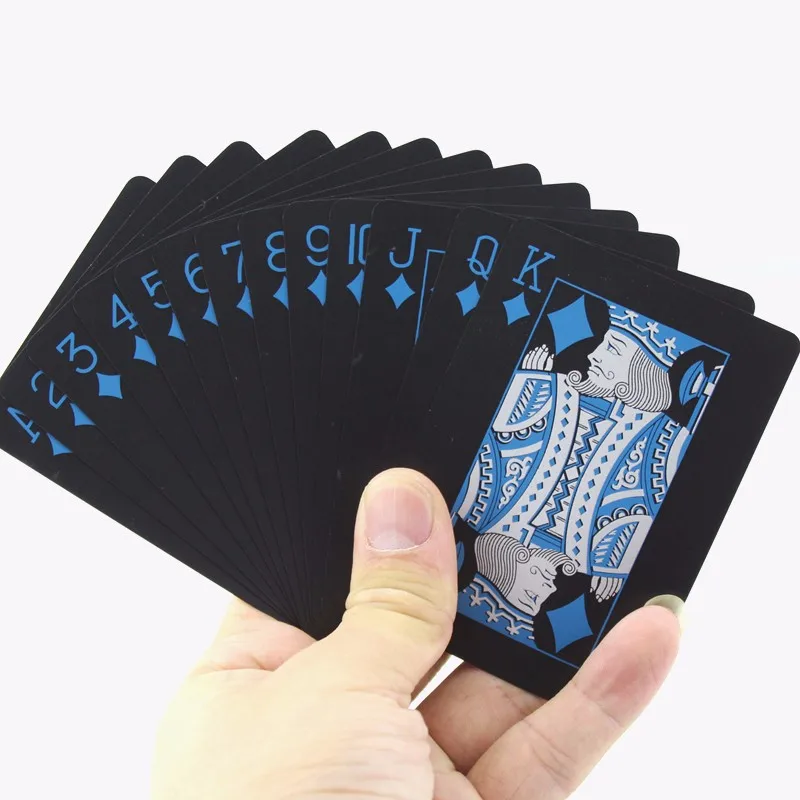 55pcs/deck waterproof plastic pvc playing cards set pure color black poker card sets classic magic tricks tool props  81303