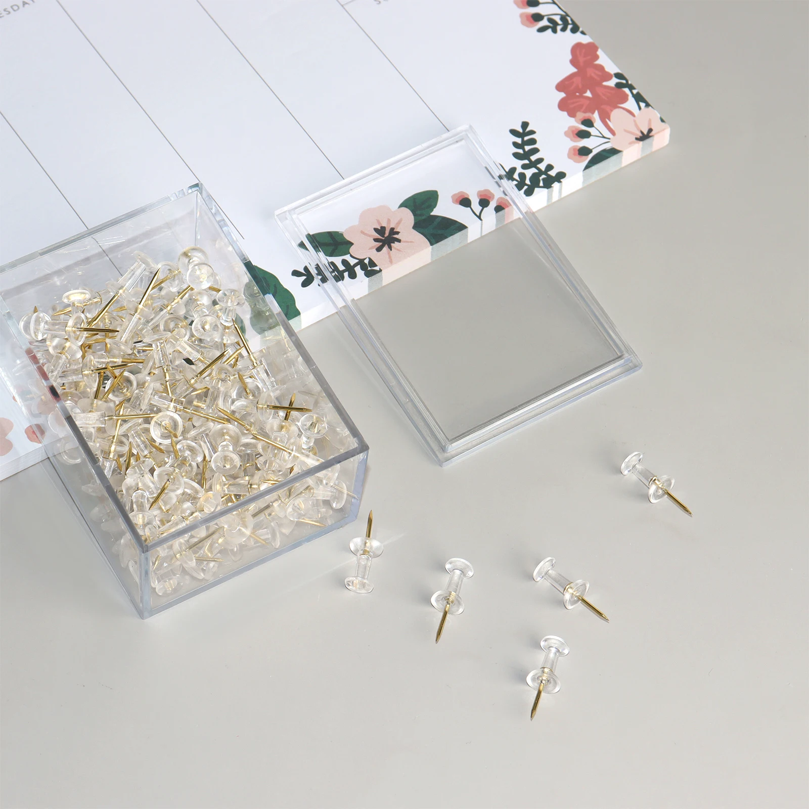 100Pcs Clear Gold Push Pins Voor Bulletin Board Wereldkaart Muur Opknoping Kantoor En Schoolbenodigdheden Push Pin Connectors