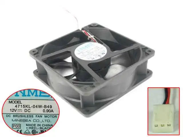 

NMB-MAT 4715KL-04W-B49 P00 DC 12V 0.90A 120x120x38mm Server Cooling Fan