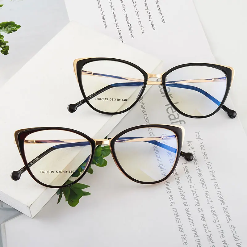 

Fashion Retro Anti-Blue Ray Plastic Frame Glasses Cat Eye Optical Eyewear Full Rim Women Style with Spring Hinges Hot Selling